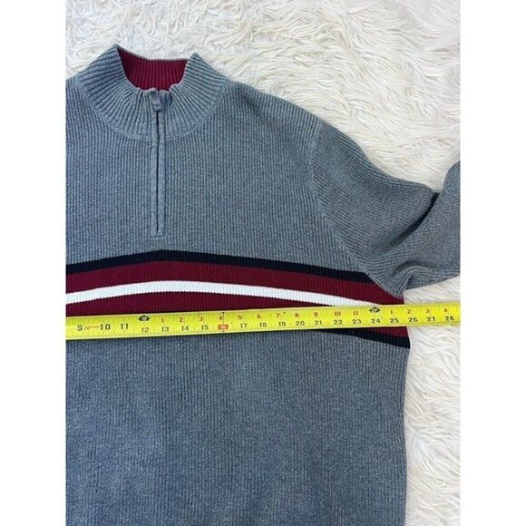 Eddie Bauer Mens Vintage Mock Neck 1/4 Zip Long Sleeve Pull Over Sweater Gray XL - Picture 4 of 9